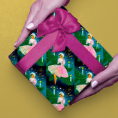 Weihnachtskerzenmädchen irisierender Glitzer Geschenkpapier