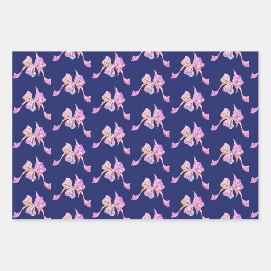 Weihnachtskerzenmädchen irisierender Glitzer Geschenkpapier Set (Vorderseite 2)