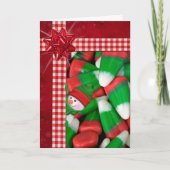 Weihnachtskerzenmais mit Schneemann Feiertagskarte (Vorderseite)