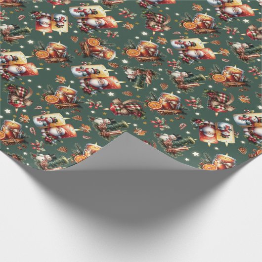 Weihnachtskerzenmuster Geschenkpapier (Ecke)