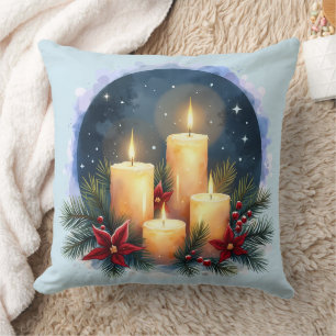 Weihnachtskerzenschein mit Weihnachtssternen Kissen