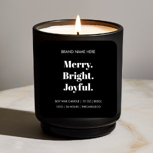 Weihnachtskerzensiegel   Merry Bright Joyful Quadratischer Aufkleber