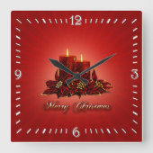 Weihnachtskerzenuhr Quadratische Wanduhr (Vorderseite)