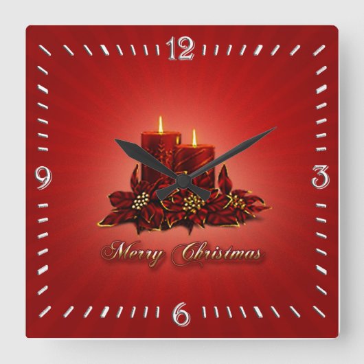 Weihnachtskerzenuhr Quadratische Wanduhr (Vorderseite)