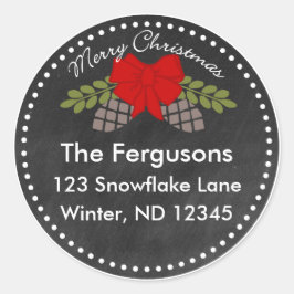 Weihnachtskhalkboard Pine Cones - Adressenaufschri Runder Aufkleber