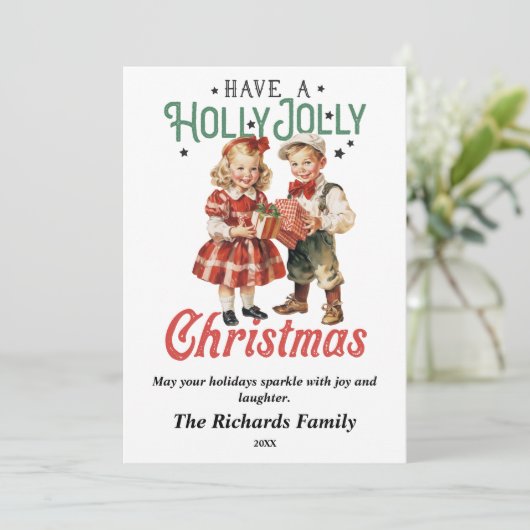 Weihnachtskids Feiertagskarte (Stehend Vorderseite)