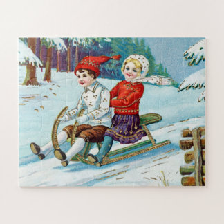 Weihnachtskids schelten Alzheimer-Patient Puzzle