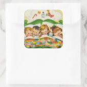 Weihnachtskids schlafen quadratischer aufkleber (Tasche)