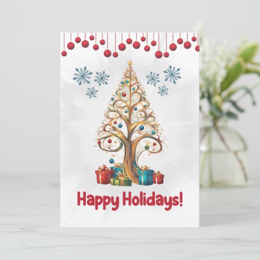 Weihnachtskiefer 1, Happy Holidays, Karte (Stehend Vorderseite)