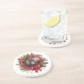 Weihnachtskiefer Blätter Holly Berries Foto Getränkeuntersetzer (Seite)