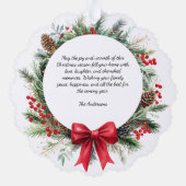 Weihnachtskiefer Blätter Holly Berries Foto Ornament Karte (Rückseite)