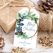 Weihnachtskiefer Blaue Winterbeeren Geschenkanhänger