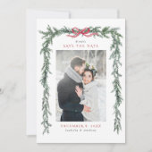 Weihnachtskiefer-Girlande Hochzeitsfoto Save The Date (Vorderseite)