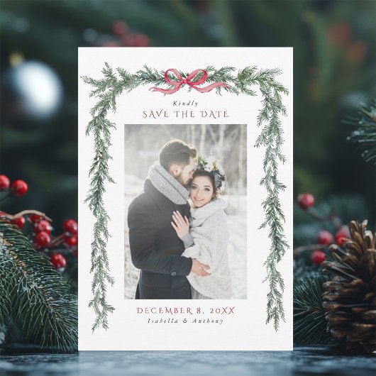 Weihnachtskiefer-Girlande Hochzeitsfoto Save The Date