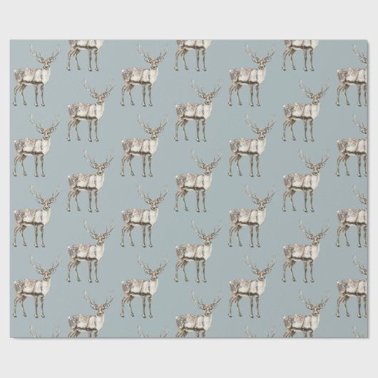 Weihnachtskiefer Grüner Rustikaler Hirsch Geschenkpapier (Flach)