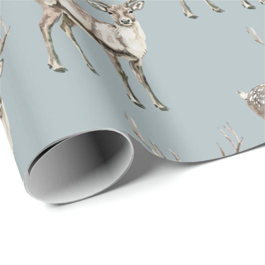 Weihnachtskiefer Grüner Rustikaler Hirsch Geschenkpapier (Rolleneckpunkt)