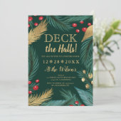 Weihnachtskiefer mistletos goldenes Chic Deck die  Einladung (Stehend Vorderseite)