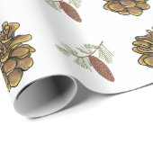 Weihnachtskiefer mit grünen Zweigen Baummuster Geschenkpapier (Rolleneckpunkt)