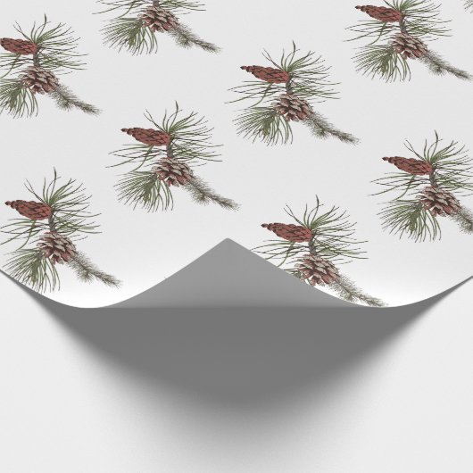 Weihnachtskiefer mit grünen Zweigen Baummuster Geschenkpapier (Ecke)