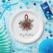 Weihnachtskiefer mit Rotem Bow Pappteller (Party)