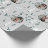 Weihnachtskiefer Name Foto Personalisierte Kinder Geschenkpapier (Ecke)