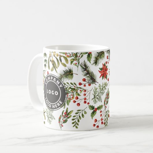 Weihnachtskiefer Rote Berries Botanische Schriften Kaffeetasse (Vorderseite Links)