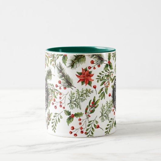 Weihnachtskiefer Rote Berries Botanische Schriften Zweifarbige Tasse (Mittel)