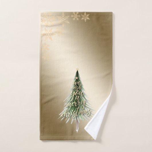 Weihnachtskiefer, Schneeflocken Badhandtuch Set (Handtuch)