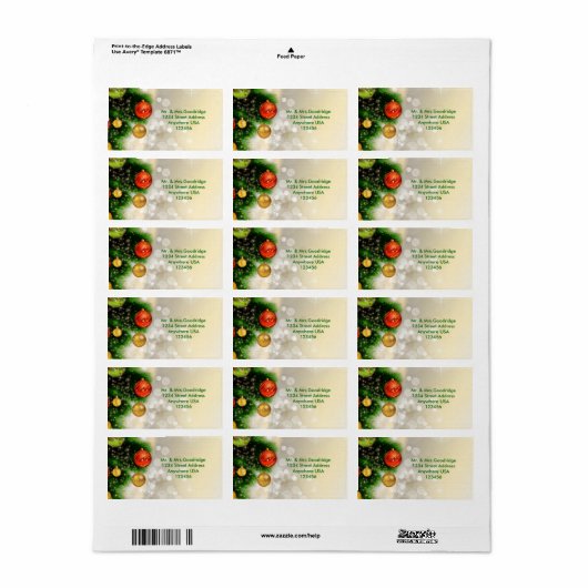 Weihnachtskiefer und -baubles adressaufkleber (Vorne)