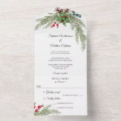 Weihnachtskiefer und Berries All In One Einladung (Innen Boden)