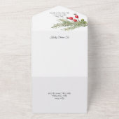 Weihnachtskiefer und Berries All In One Einladung (Außenbereich)