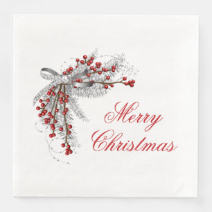 Weihnachtskiefer und Berries Serviette