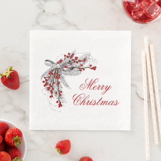 Weihnachtskiefer und Berries Serviette (Beispiel)