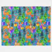 Weihnachtskiefer und Hirsche Fleecedecke (Vorderseite (Horizontal))