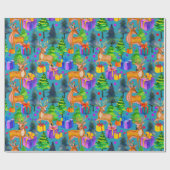 Weihnachtskiefer und Hirsche Geschenkpapier (Flach)