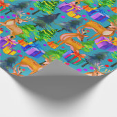 Weihnachtskiefer und Hirsche Geschenkpapier (Ecke)