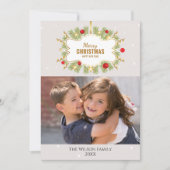 Weihnachtskiefer und Ornamente Foto Karte (Vorderseite)