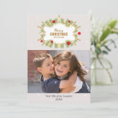 Weihnachtskiefer und Ornamente Foto Karte (Stehend Vorderseite)