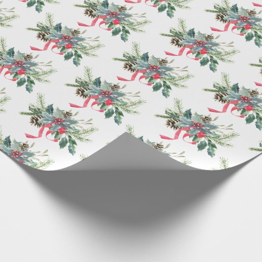 Weihnachtskiefer und Ribbon Bouquet Geschenkpapier (Ecke)
