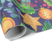 Weihnachtskiefer und -schmuck lila Muster Geschenkpapier (Rolleneckpunkt)