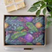 Weihnachtskiefer und -schmuck lila Muster Seidenpapier (Geschenk)