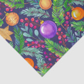 Weihnachtskiefer und -schmuck lila Muster Seidenpapier (Detail)