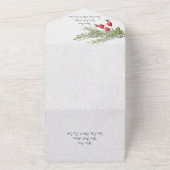 Weihnachtskiefer und Schneeflocken mit QR-Code All In One Einladung (Außenbereich)