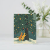 Weihnachtskiefer und zwei Ingwer-Kätzchen Postkarte (Stehend Vorderseite)