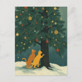 Weihnachtskiefer und zwei Ingwer-Kätzchen Postkarte (Vorderseite)