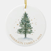 Weihnachtskiefer Wasserfarbe Foto Keramik Ornament (Vorne)