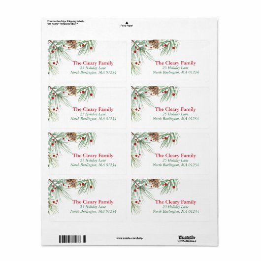 Weihnachtskiefer Wasserfarbe | Weihnachtsanschrift (Vorne)