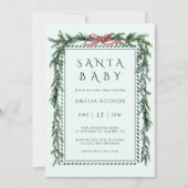 Weihnachtskiefergarland Santa Baby Dusche Minze Bl Einladung (Vorderseite)