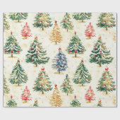 Weihnachtskiefern Buntes Muster Geschenkpapier (Flach)