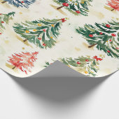 Weihnachtskiefern Buntes Muster Geschenkpapier (Ecke)